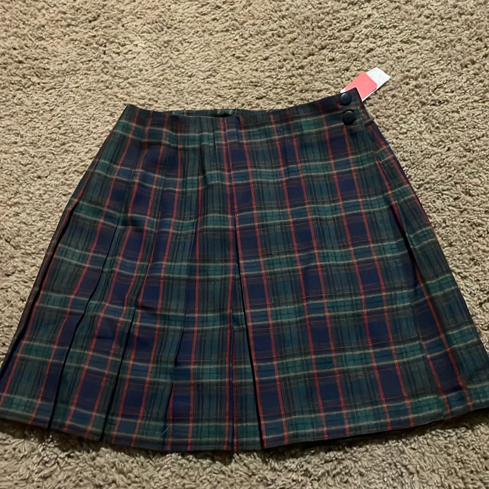 Vintage NWTs Juke Box Junior Sz 7 navy, green & red plaid skirt Sz Junior 7